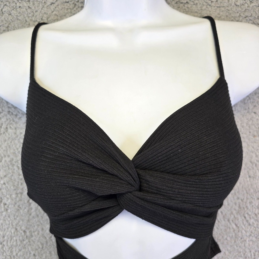 Y2K Babydoll Crop Top Womens L Ribbed Knit Sexy Whimsigoth Club Rave